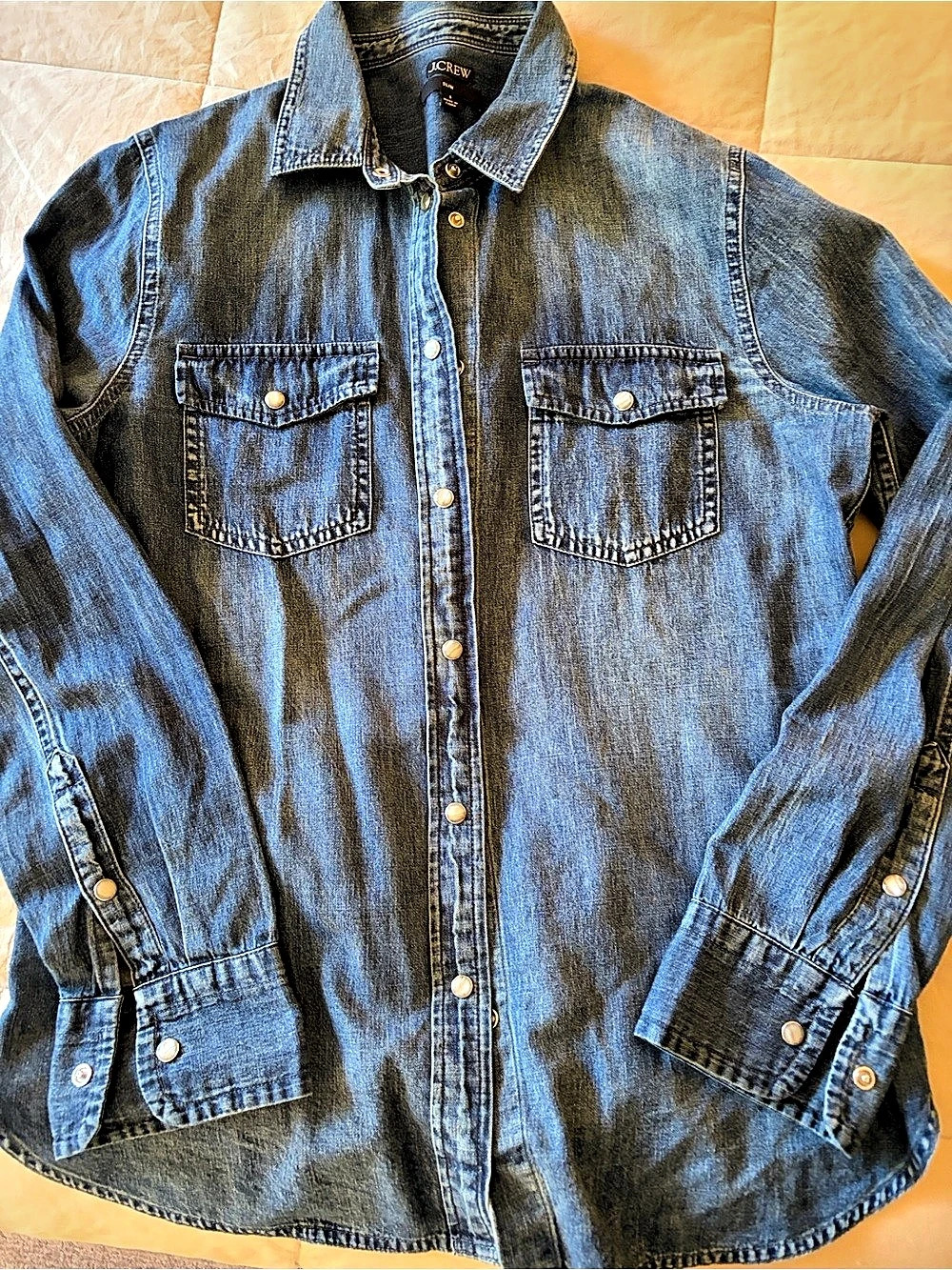 J.Crew Slim Denim Western Shirt Button Down Blue Size 8